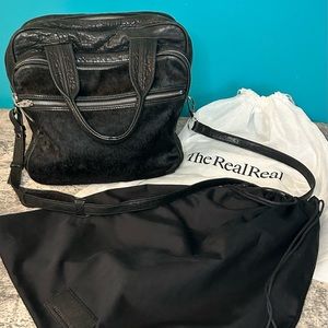 Alexander Wang rare large zippered pebbled calf hair bag with studded feet